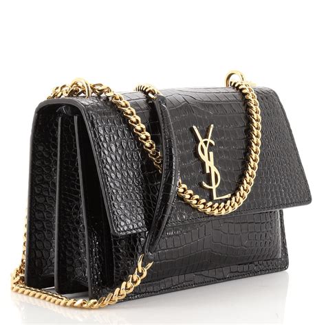 yves saint laurent black croc bag|SUNSET MEDIUM IN CROCODILE.